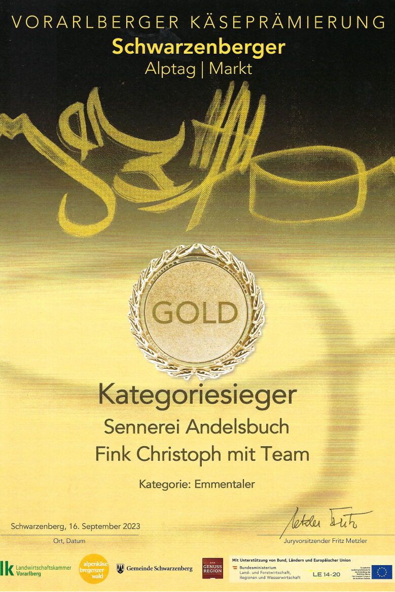 Gold bei Vorarlberger Käseprämierung 2023